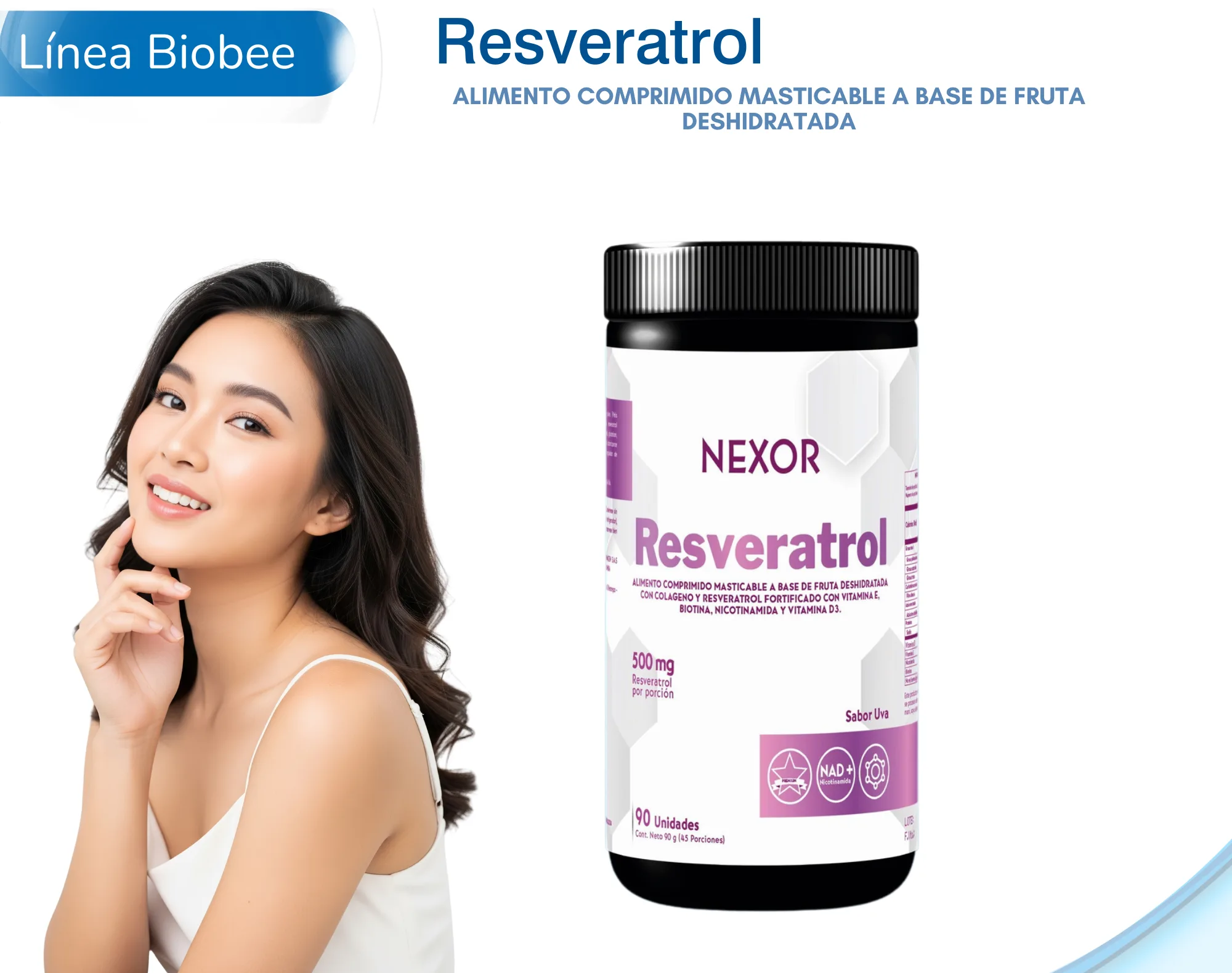Resveratrol Sabor Uva 45 Porciones Equivalente a 90Und