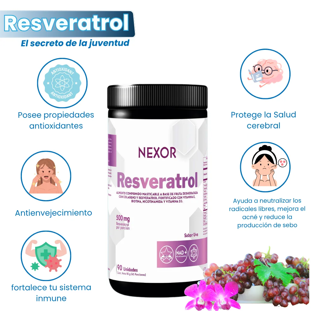 Resveratrol Sabor Uva 45 Porciones Equivalente a 90Und - Imagen 2