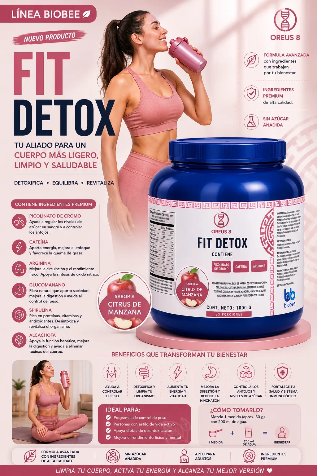 FIT DETOX X 1000G Control metabólico, saciedad y apoyo en reducción de peso - Imagen 2